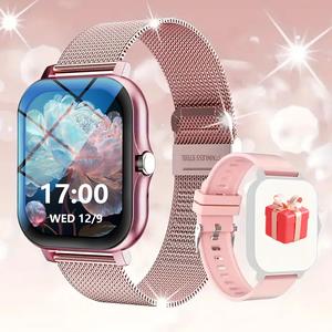 Reloj inteligente multifuncional, Reloj digital de moda con 2 correas para el reloj, Reloj deportivo con modos multi-deporte y llamadas telefónicas para mujeres y hombres