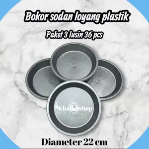 PAKET HEMAT 3 LUSIN 36 PCS BASKOM SILVER BOKOR SODAN PLASTIK DIAMATER 22 CM TEBAL KUAT