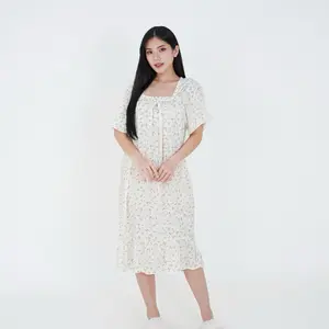 JEARA - Lilly One Set Piyama Dress Wanita Dewasa Busui Motif Bahan Rayon Premium  Lembut