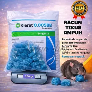 Racun Tikus Ampuh Klerat 0.005BB Umpan Biru – Pembasmi Tikus Rumah Gudang (100gr / 250gr / 500gr)
