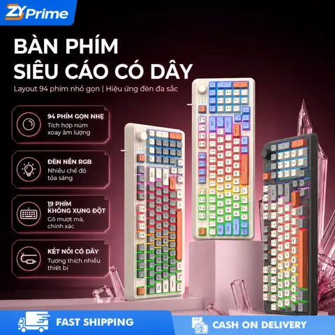 Bàn phím có dây, ZYDigital K82, 7 màu LED RGB đẹp, gõ cực kỳ mượt mà, thích hợp để chơi game, văn phòng và phim ảnh, phím đánh máy mượt mà