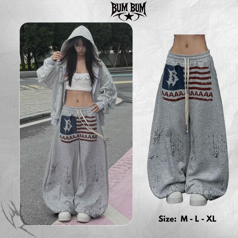   DEAL MỞ BÁN  Quần Nỉ Ống Cong hiệu ứng loang phong cách streetwear  không xù lông  - Bum Bum Stu 