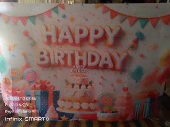 Product Review of Large Happy Birthday Banner Backdrop Birthday Background Cloth Birthday Party Room Wall Decoration from k**️ 2