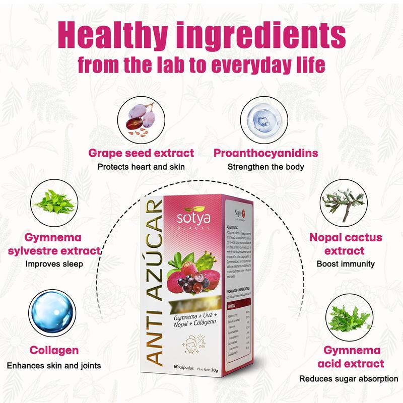 Product Introduction of 3 Bottles【Sotya Oxeagle】Collagen Supplement | Control Sweet Craving| Enhance Skin Elasticity & Overall Health | Gymnema+Grape Plant Extract  | Safe & Organic | 180 Capsules | 90 Day Supply 22
