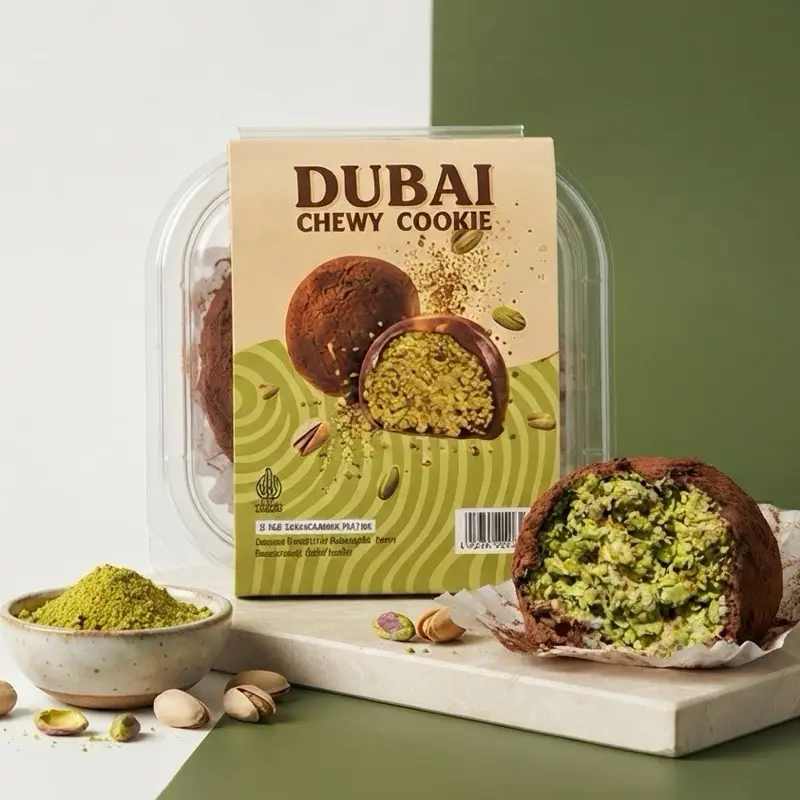 Dubai Chewy Cookie Cemilan Coklat Isi Kunafa Pistachio Viral Enak Makanan Snack Food Manis Chocolate Camilan Gj Rasanya Unik Dan Lezat - Cokelat Snacks