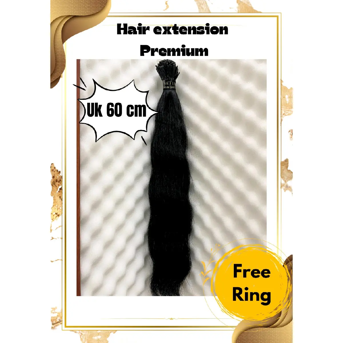 Rambut Sambung Premium Hitam Natural Uk 60cm