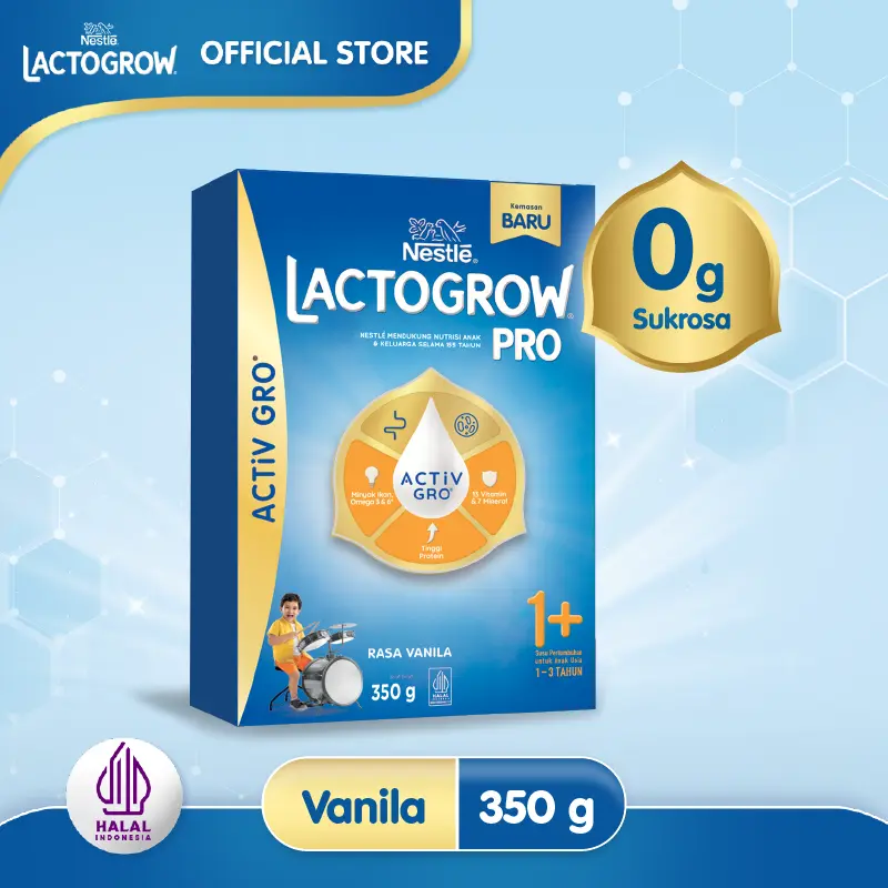 Nestlé LACTOGROW PRO 1+ / LACTOGROW 3 Vanila Susu Anak 1-3 Tahun Box 350g 0