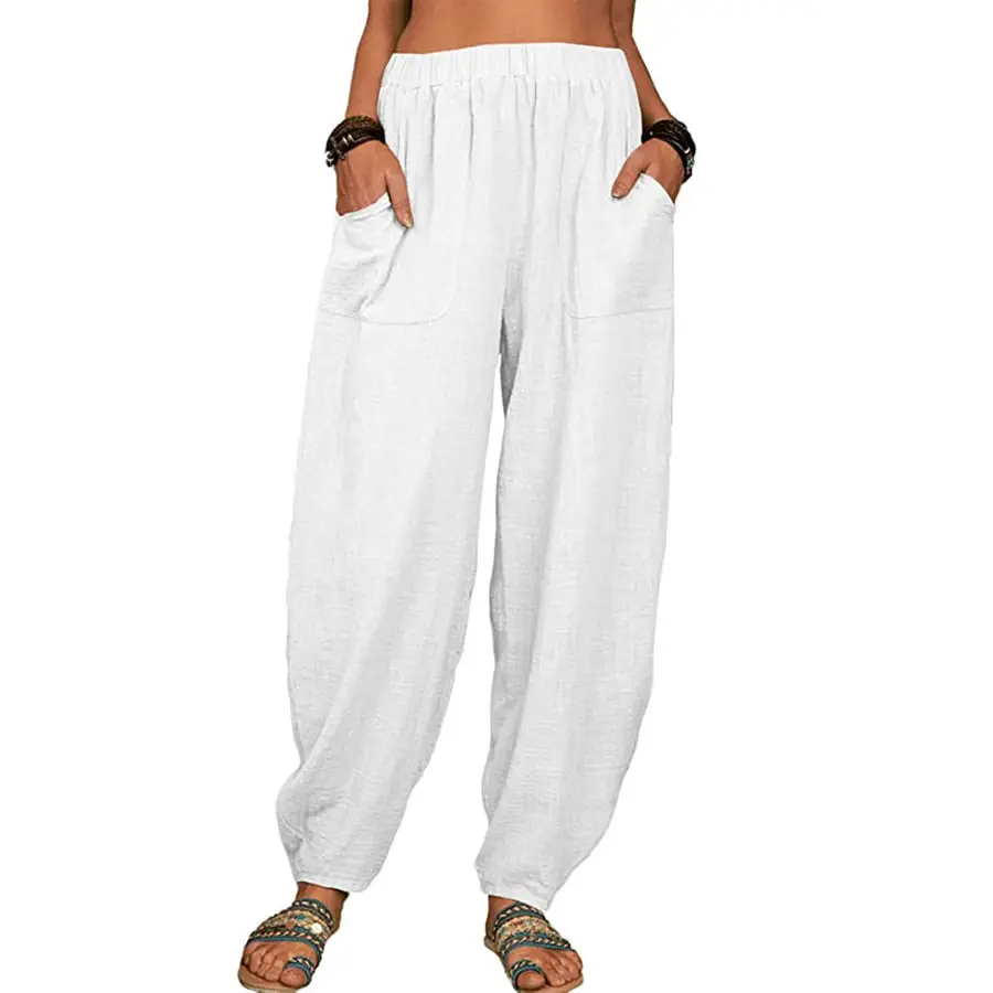 Loose cotton linen casual harem pants sports pants