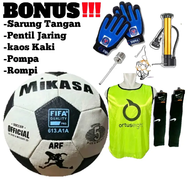 Bola Sepak Berkualitas Super untuk Anak-Anak Size 5 dengan Bonus Sarung, Jaring, dan Pompa - Outdoor 4