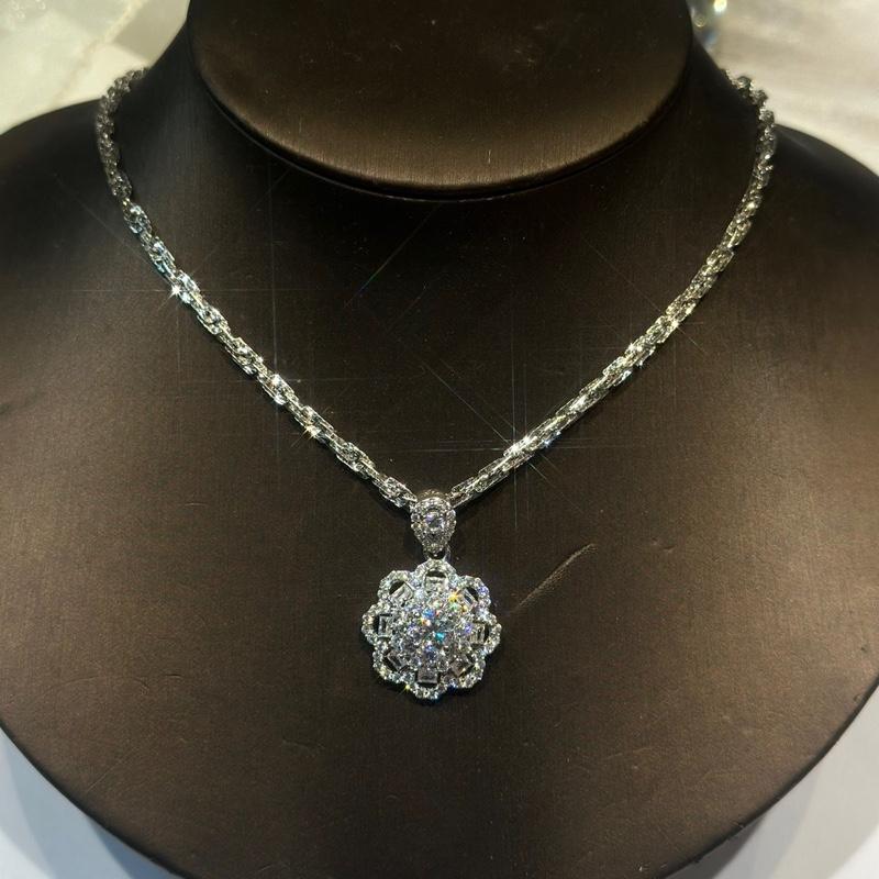 [ Hoàng Phát ] Phụ Kiện Mặt Dây Chuyền Bạc Ý Cao Cấp 925 Hoa 8 Cánh Chạm Tấm Hột Vuông X.o.à.n Nam Mỹ Xi Kim (M047) KHÔNG KÈM DÂY