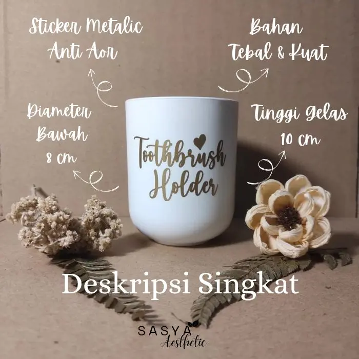 Paket Peralatan Kamar Mandi Botol Sabun & Shampo Pump Plastik Aesthetic Gelas Tempay Sikat gigi dispenser odol Putih Gold & Silver Lebih Murah & Hemat (T1P) 6