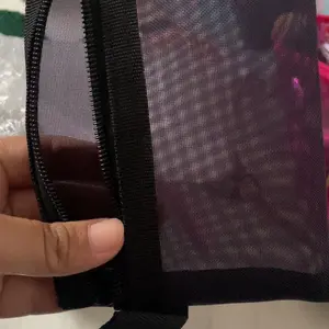 Tas Kosmetik Jaring Bening Kecil Besar Hitam Tas Rias Kotak Organizer Perlengkapan Mandi Perjalanan Portabel Kantong Penyimpanan Lipstik