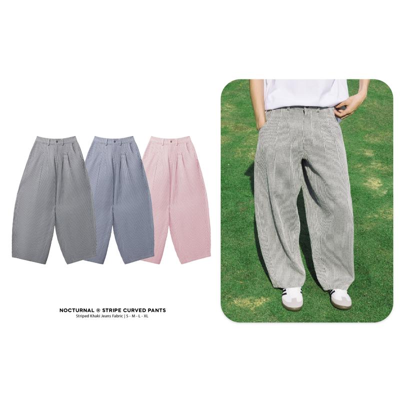   TRENDING  Quần Kẻ Sọc Ống Cong NOCTURNAL Stripe Curved Pants Kaki Jeans Unisex Nam Nữ Local Brand 