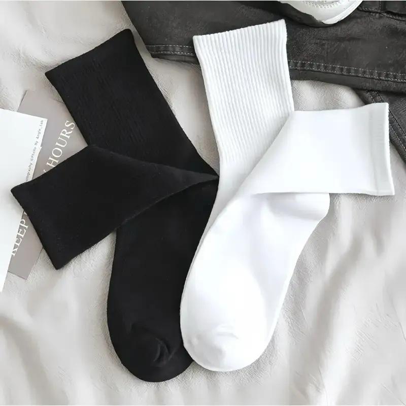 Lố 10 đôi Tất Cổ Cao Hàn Quốc Trắng Trơn , Vớ Cổ Cao Trơn trắng đen