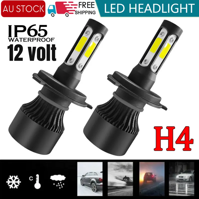 orginal 2pcs Lampu Depan Mobil LED COB Headlight H4 Cool White super terang 24w tahan air Car 0