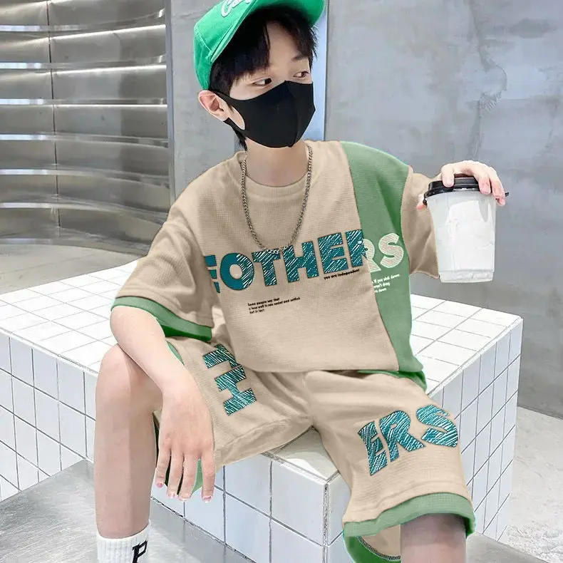 Amspro-Setelan Anak Laki-Laki Fashion Kids Set Brother Baju Celana Lengan Pendek Usia 10 Tahun 2