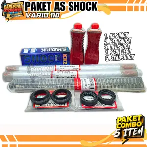 PAKET AS SHOCK VARIO 110 ( 5 ITEM ) BEAT / SCOOPY / SPACY KARBU / PAKET PER SHOCK + AS SHOCK + OLI SHOCK + SEAL DEBU + SEAL SHOCK KVB
