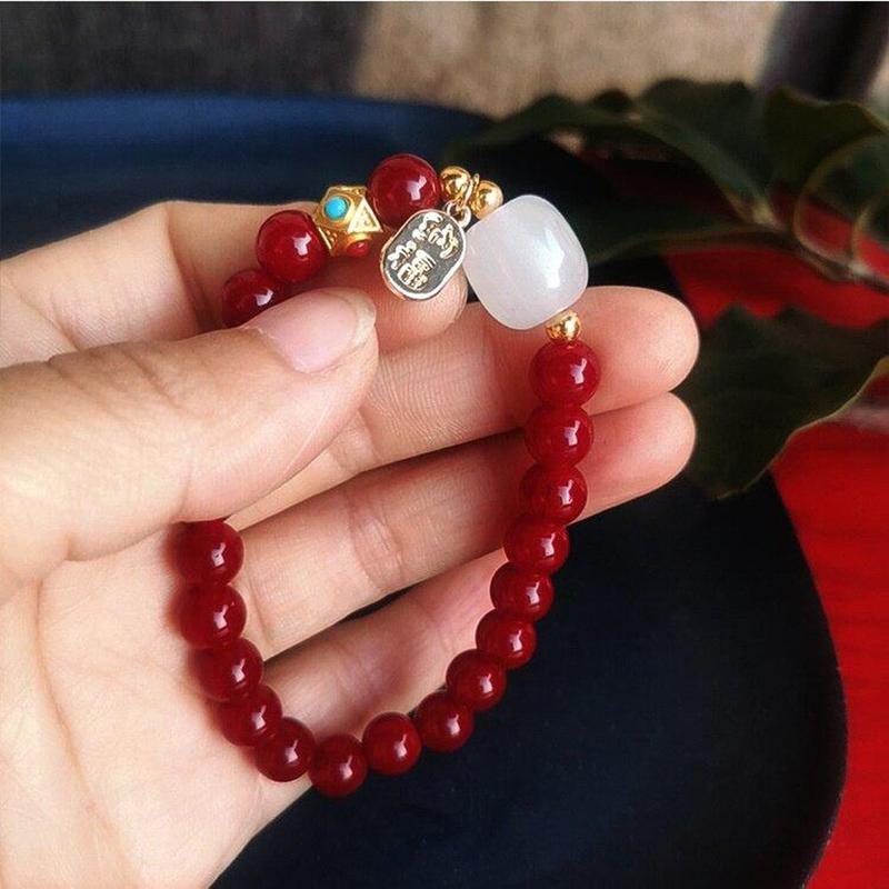Vòng Tay Quyến Rũ Cho Phụ Nữ Và Trẻ Em Gái, Hạt Màu Đỏ 8Mm / 10Mm, Quà Tặng Trang Sức 3