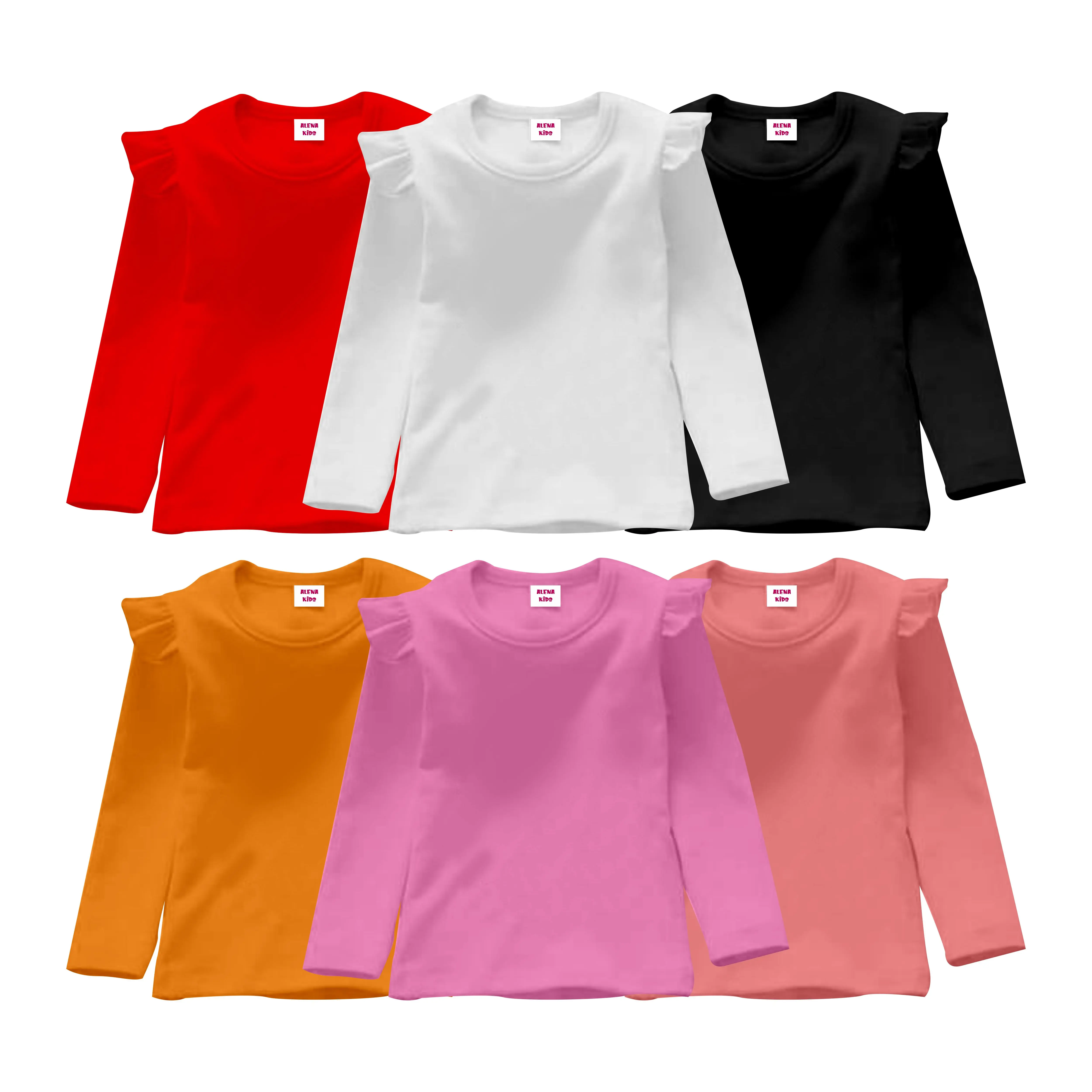Kaos Polos Anak Perempuan Lengan Panjang model Ruffle Fashion
