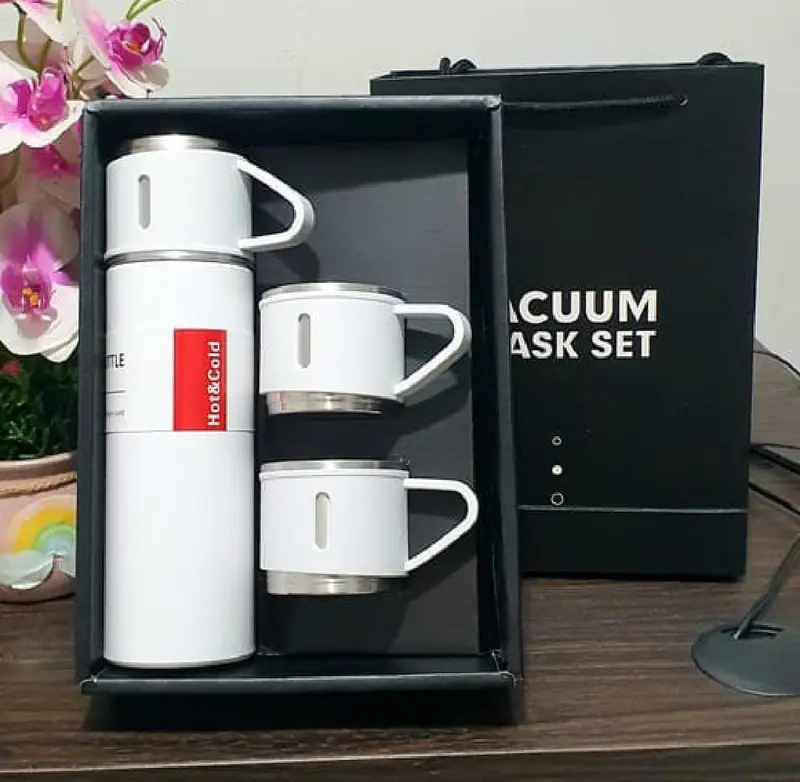 AS 3 in 1 Vacuum Insulated Thermo / Termos Vacum Flasks 500ml with 3 cups Gift Set (in Gift Box) Terlaris termos 0