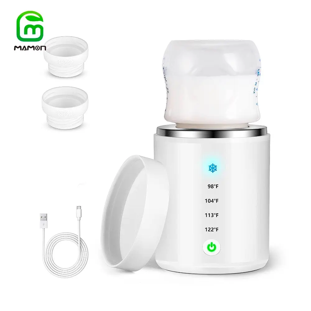 Portable Bottle Warmer,Fast Heating Baby Bottle Warmer for Breastmilk or Baby Formula,Bottle Warmer with 2 Adapters Wireless Portable Bottle Warmer for Travel,Precise Temperature Control/Beep Reminder