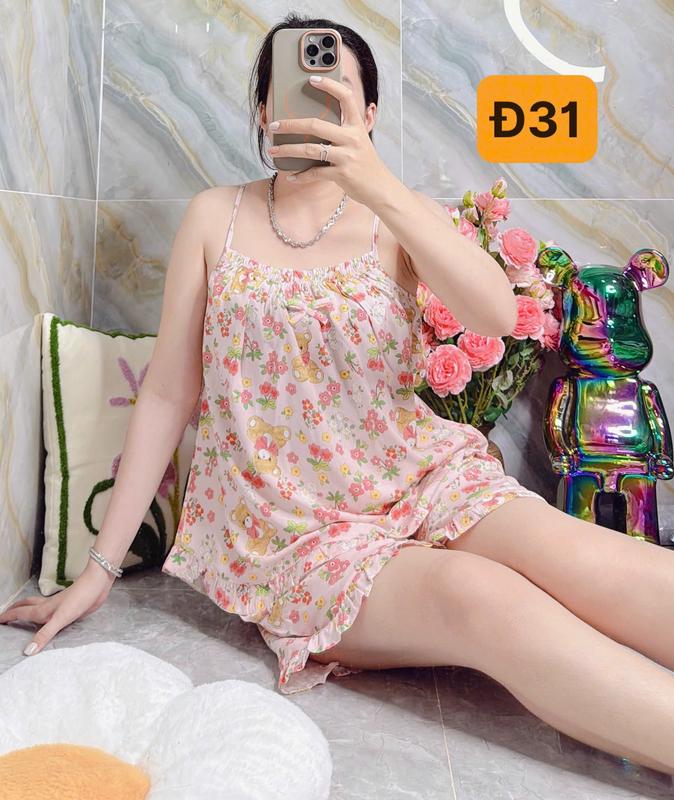 Bộ tole lanh đùi áo 2 dây loại tốt, đồ bộ mặc nhà tole 2 da Loại 1 ,siêu mát 42-85kg