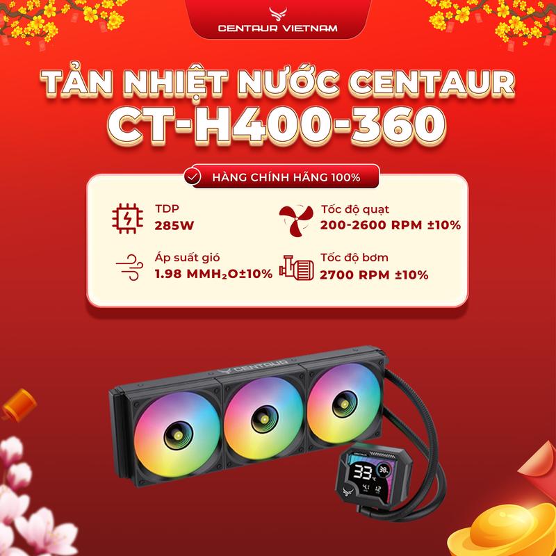  Tản Nhiệt Nước Centaur CT-H400-360 AIO | LiquidFusion H400 – Tản 360mm Hiệu Năng Cao Làm Mát Ổn Định Cho CPU Intel i9   Ryzen 9 | Hỗ Trợ LGA1700 AM5 | Centaur Việt Nam 