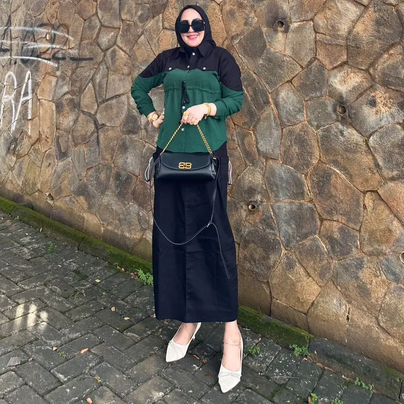 Kimmy Black OneSet Cargo - Setelan Wanita Fit Twill Karet Tangan Panjang 7