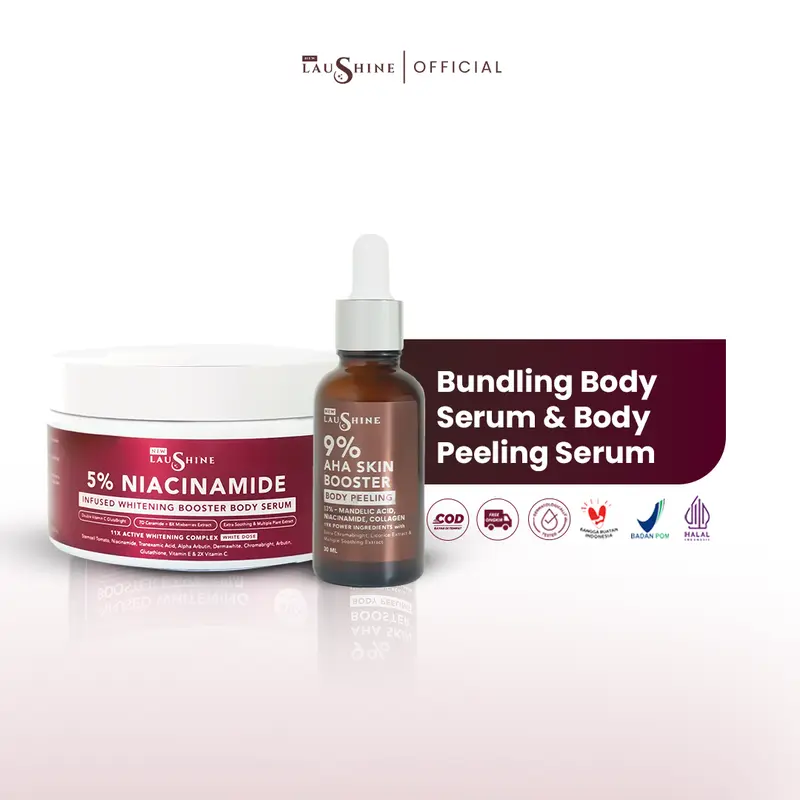 Laushine Bundling Radiant Exfoliant - Body Serum & Body Peeling - Exfoliasi - Membantu Mencerahkan 0