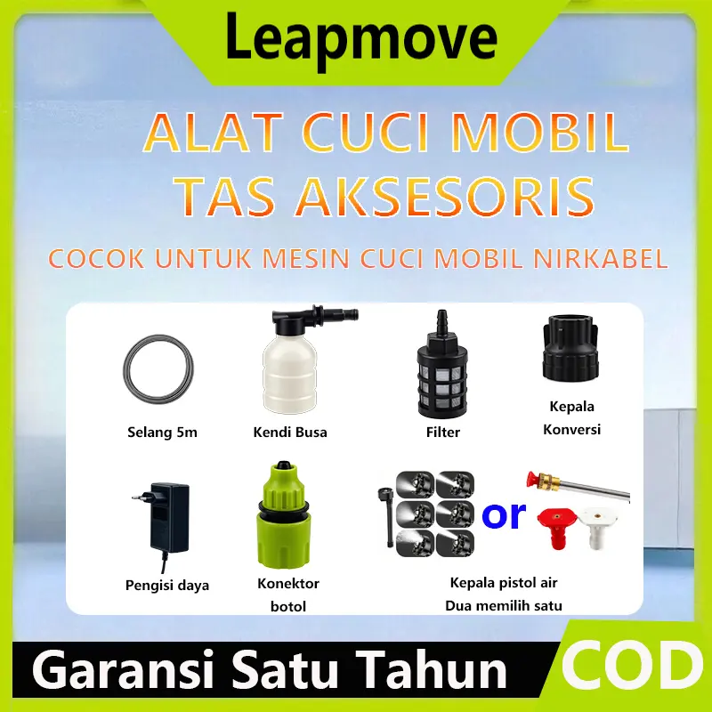 Leapmove ALAT CUCI MOBILTAS AKSESORIS COCOKUNTUK MESIN CUCI MOBIL NIRKABEL