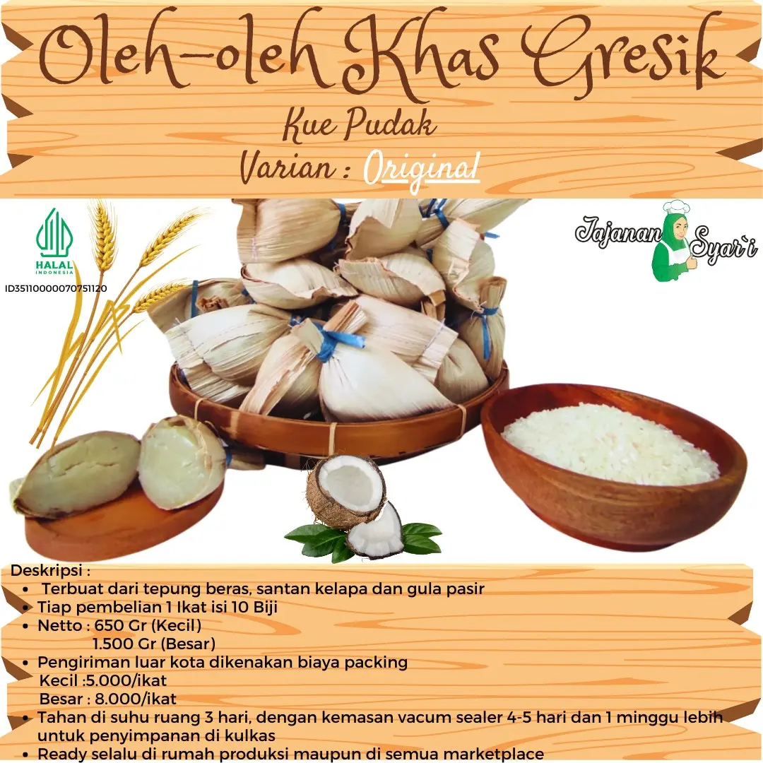 Oleh-oleh khas Gresik Pudak Mini 1 ikat isi 10 biji