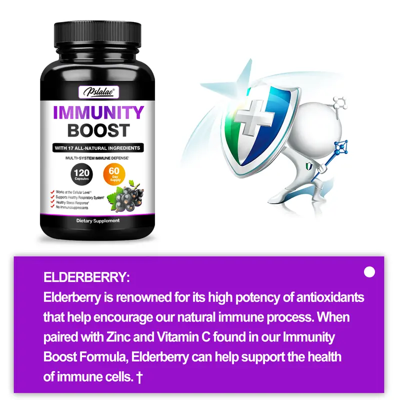 Pslalae - Immune Supplement - with Elderberry, Vitamin C, Zinc - Gluten Free, Non-GMO 1