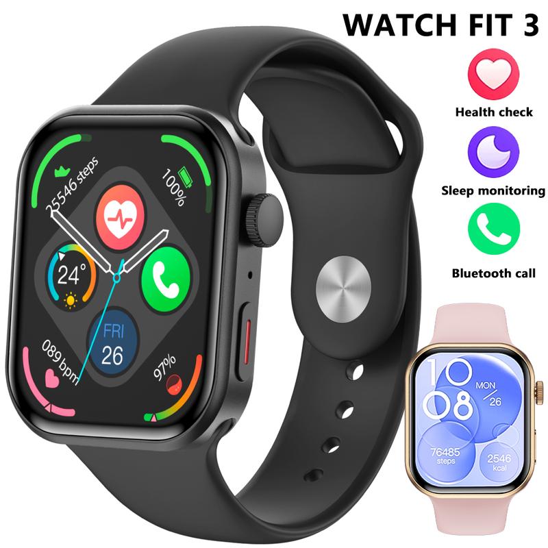 Đồng Hồ Thông Minh, WATCH FIT 3, Dành Cho Phụ Nữ Và Nam Giới, Bluetooth, Cuộc Gọi, Đồng Hồ Thể Thao Thời Trang, Chống Thấm Nước, Đồng Hồ Silicon Màu Đen, Thích Hợp Cho Thanh Niên Và Sinh Viên, Tương Thích Với IOS Và Android smartwatch  series Màn Hình