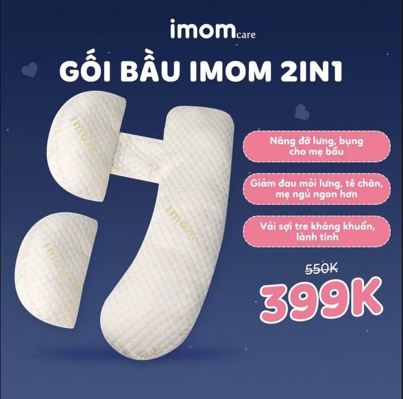  Gối bầu imom 2 trong 1 tích hợp gối bầu cách tiên và gối ôm cho bà bầu giúp mẹ ngủ ngon khỏe mạnh suốt thai kỳ - GB2in1 