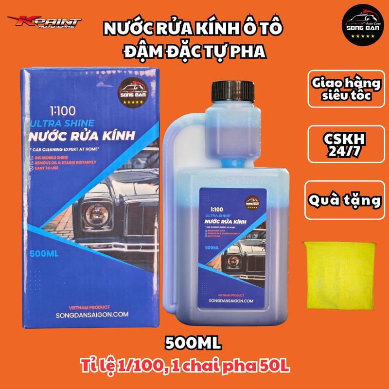 Nước Rửa Kính Ô Tô SONG ĐAN Mẫu Mới 500ml - Khử Màng Dầu, Dưỡng Mềm, Êm Lưỡi Gạt Mưa, Tương Thích Với Nhiều Loại Xe nuoc  ruakinhoto