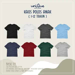 Baju Anak Laki-Laki dan Perempuan Polos 30s Premium Katun Oblong Unisex T-Shirt 1-12 Tahun - Fashion Anak-Anak Distro Cotton Combed