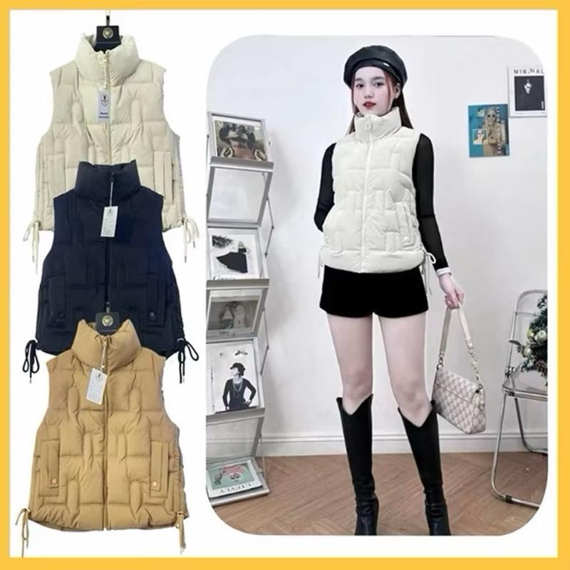 Áo Phao Gile Nữ Dáng Ngắn Chất Da Có Túi 2 Bên Áo Khoác Phao Gile Nữ Cổ Cao Có Dây Rút Áo Gile Phao Trơn Freesize