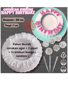 Cetakan Kue Ulang Tahun Happy Birthday 1,2Liter Bahan Plastik Premium Food Grade BPA Free / Cetakan Jelly Kue