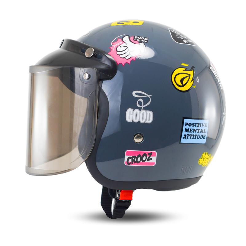 Rsix Helm Retro Bogo Wanita Pria SNI Terbaru Motif Grafity Helmet Kaca Motorcycle 6
