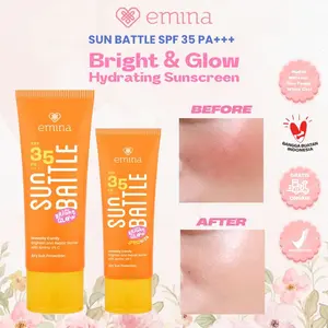 EMINA Sun Battle Bright Glow SPF 35 PA+++ - Sunscreen Serum Amino Vitamin C - Cerah, Ringan, Hydrating