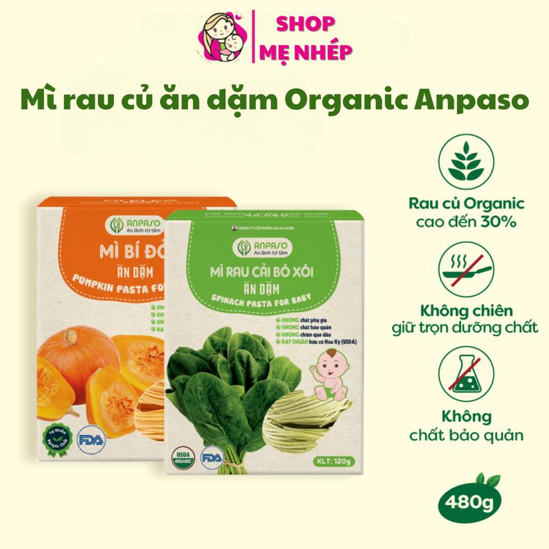 Mì rau củ Ăn dặm Organic Anpaso bổ sung Vitamin chất sơ hỗ trợ tiêu hóa cho bé gói 120g