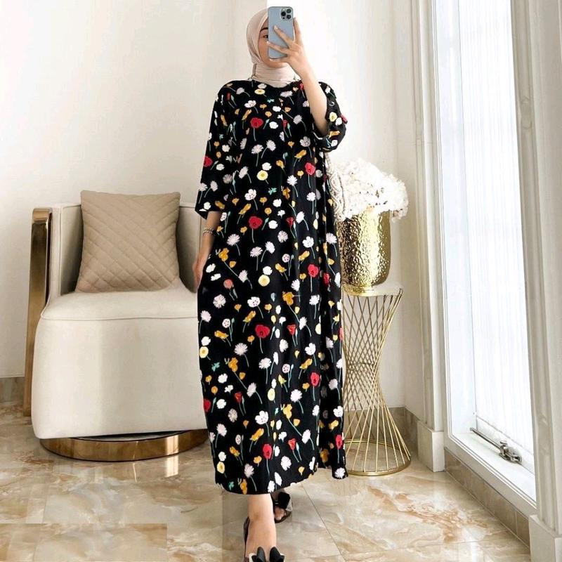 Daster Gamis Home Dress  Bumil Busui Rayon Viscose Longdress Muslim Nyaman Motif Panjang miranda 8