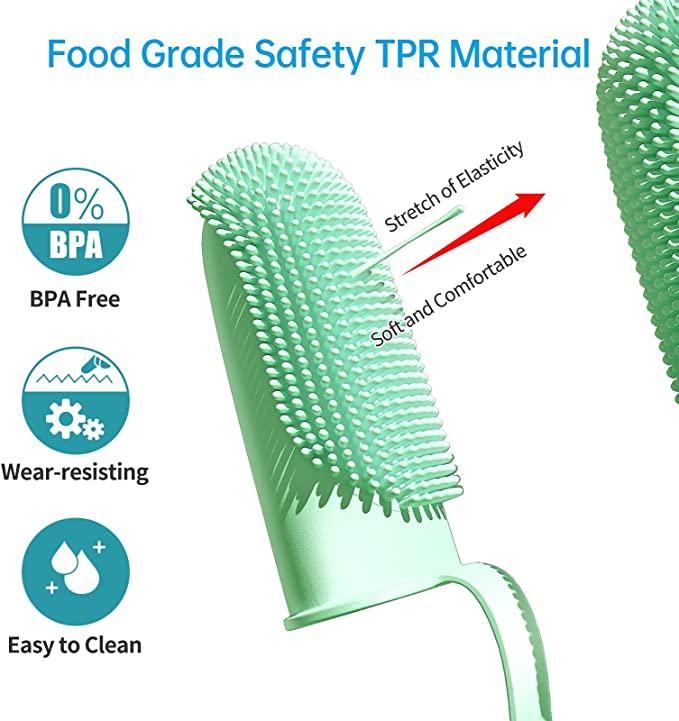Product Introduction of Pet Double-Finger Toothbrush 135º Surround Bristles for Easy Teeth Cleaning Dental Care for Puppies Cats Small Pets 7