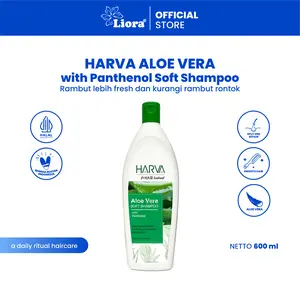 HARVA Shampoo Aloe Vera Soft & Smooth - 600ML | Sampo Aloe Vera Penyubur Rambut Rontok, Melembutkan dan Menghitamkan Rambut Kering, Mengatasi Ketombe dengan Kondisioner dan Vitamin Perawatan Rambut Conditioner Haircare