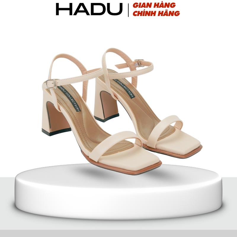 Giày Sandal Nữ Cao Gót 7P Đế Vuông Quai Ngang EVELYN HADU M7144 Da PU Cao Cấp Đế TPR Chống Trượt BH 12T Women Shoes