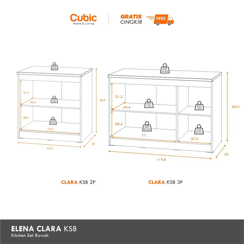 Cubic Kitchen Set Minimalis / Kabinet Dapur / Rak Dapur Basah / CLARA 2
