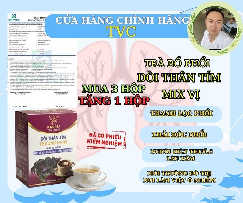  Trà bổ phổi DÒI TÍM mix vị Hộp Bao Bì Mới cỏ ngọt tía tô gừng...cho người thích vị đậm đà 1 hộp 30 túi lọc dùng trong 1 tháng 