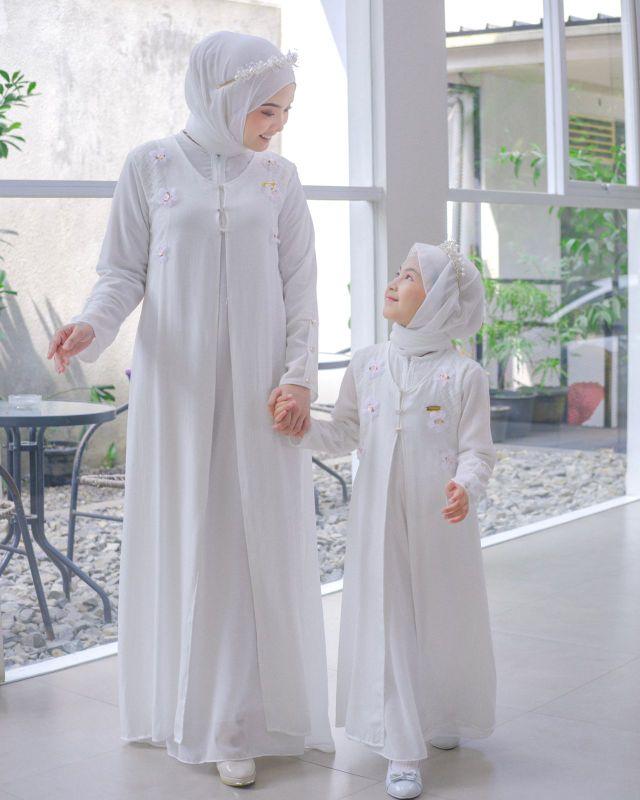 Gamis couple mom&kids / aisha couple set khimar gamis couple terbaru elegan dan kekinian