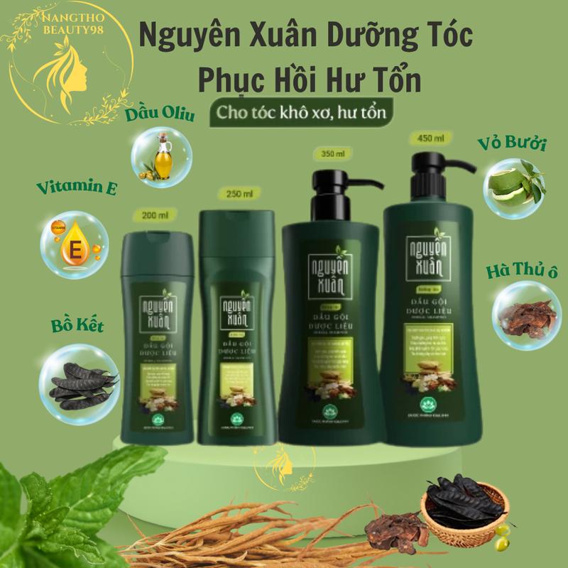 Nguyên Xuân Dầu Gội Dược Liệu Nguyên Xuân Xanh 200ml 250ml 350ml 450ml Dưỡng Tóc Khỏe Mượt Giảm Rụng Tóc Hỗ Trợ Mọc Tóc