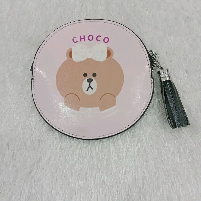 DOMPET KOIN BULAT WARNA RANDOM Karakter Wanita Kulit Uang Kartu 6